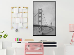 Plakatas Bridge in San Francisco, juodas rėmelis цена и информация | Репродукции, картины | pigu.lt