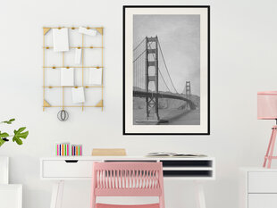 Plakatas Bridge in San Francisco, juodas rėmelis su pasportu цена и информация | Репродукции, картины | pigu.lt