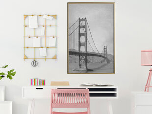 Plakatas Bridge in San Francisco, auksinis rėmelis цена и информация | Репродукции, картины | pigu.lt