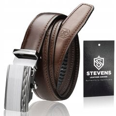 Vyriškas odinis diržas Stevens su automatine sagtimi, rudas kaina ir informacija | Vyriški diržai | pigu.lt