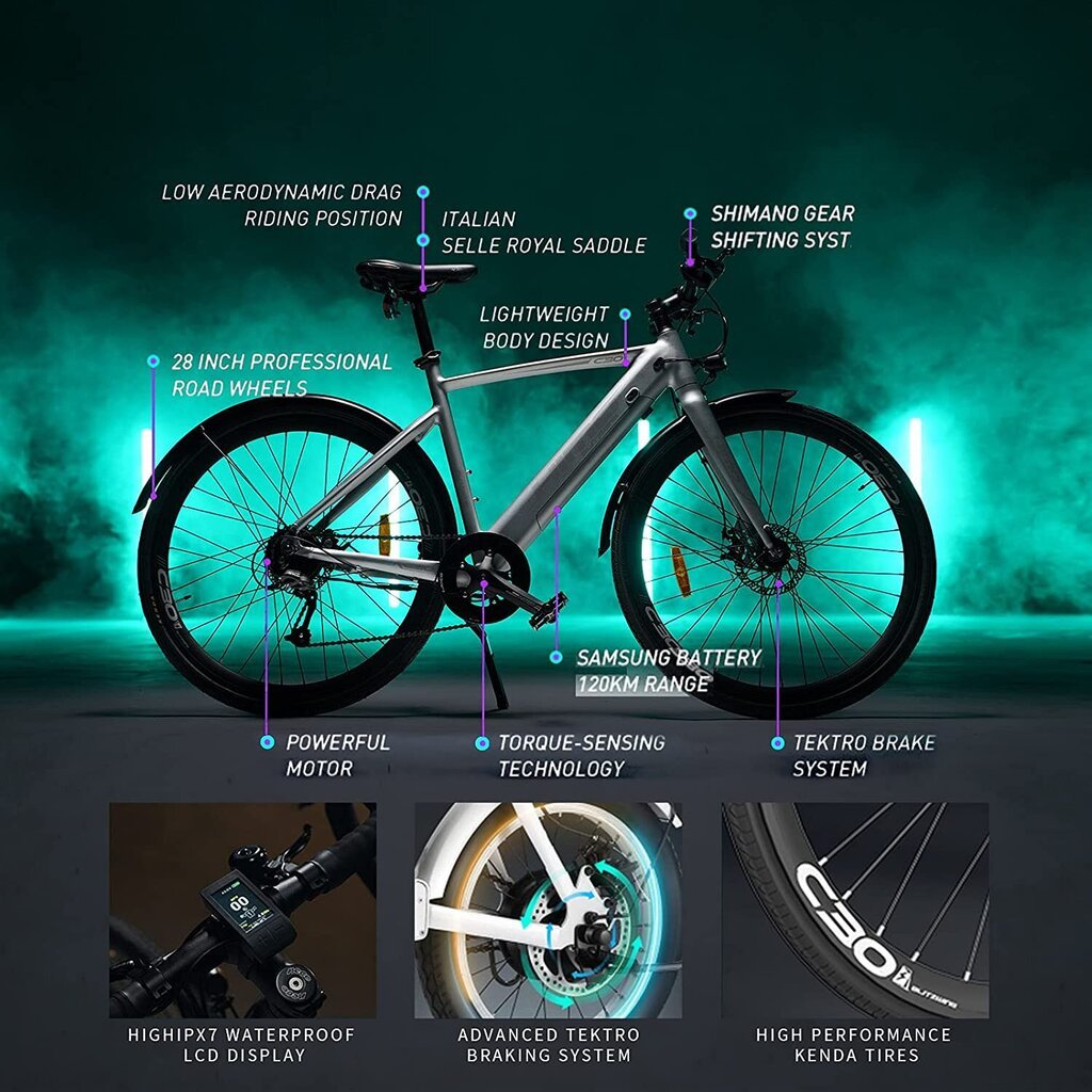 Elektrinis dviratis Himo C30R 26", sidabrinis kaina ir informacija | Elektriniai dviračiai | pigu.lt