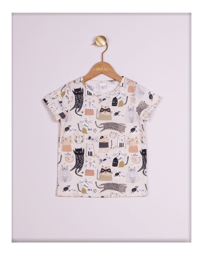 Marškinėliai mergaitėms su katės raštu kaina ir informacija | Marškinėliai mergaitėms | pigu.lt