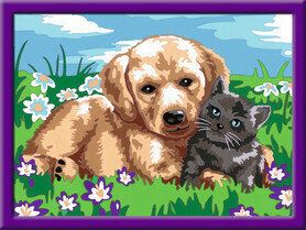 Картина по номерам Ravensburger, 18Х24см "Собака и кошка", Li R27789 цена и информация | Живопись по номерам | pigu.lt