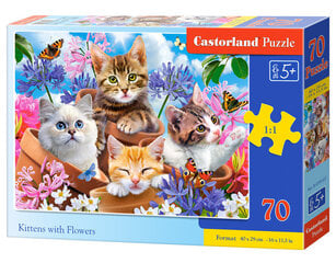 Dėlionė Castorland Katės tarp gėlių, 70 detalių kaina ir informacija | Dėlionės (puzzle) | pigu.lt