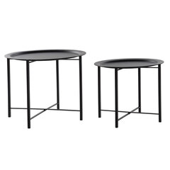 Dviejų staliukų rinkinys DKD Home Decor, 62x62x49 cm, juodi, 2 vnt kaina ir informacija | Kavos staliukai | pigu.lt