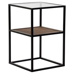 Šoninis stalas DKD Home Decor, Stiklas/Metalas/Medžio MDF, (40 x 40 x 60 cm), juoda kaina ir informacija | Kavos staliukai | pigu.lt
