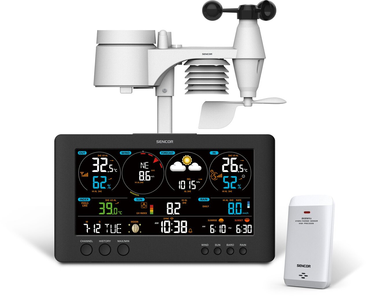 Profesionali orų stotelė Sencor SWS 12500 WIFI, 7in1 kaina ir informacija | Meteorologinės stotelės, termometrai | pigu.lt