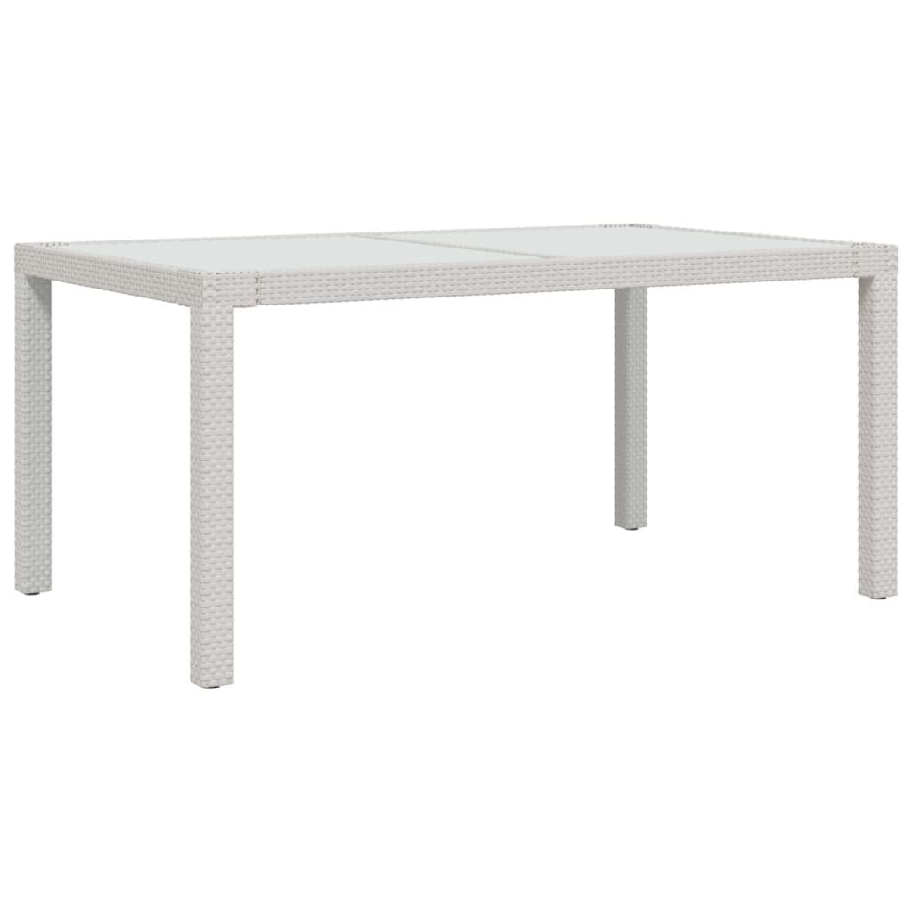 Sodo stalas, baltas, 150x90x75cm, grūdintas stiklas/poliratanas kaina ir informacija | Lauko stalai, staliukai | pigu.lt