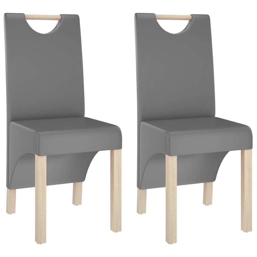 Valgomojo kėdės, 2vnt., pilkos spalvos, dirbtinė oda kaina ir informacija | Virtuvės ir valgomojo kėdės | pigu.lt