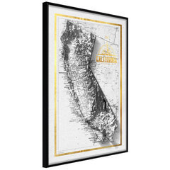 Plakatas Raised Relief Map: California, juodas rėmelis цена и информация | Репродукции, картины | pigu.lt