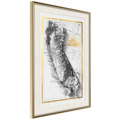 Plakatas Raised Relief Map: California, auksinis rėmelis su pasportu цена и информация | Репродукции, картины | pigu.lt