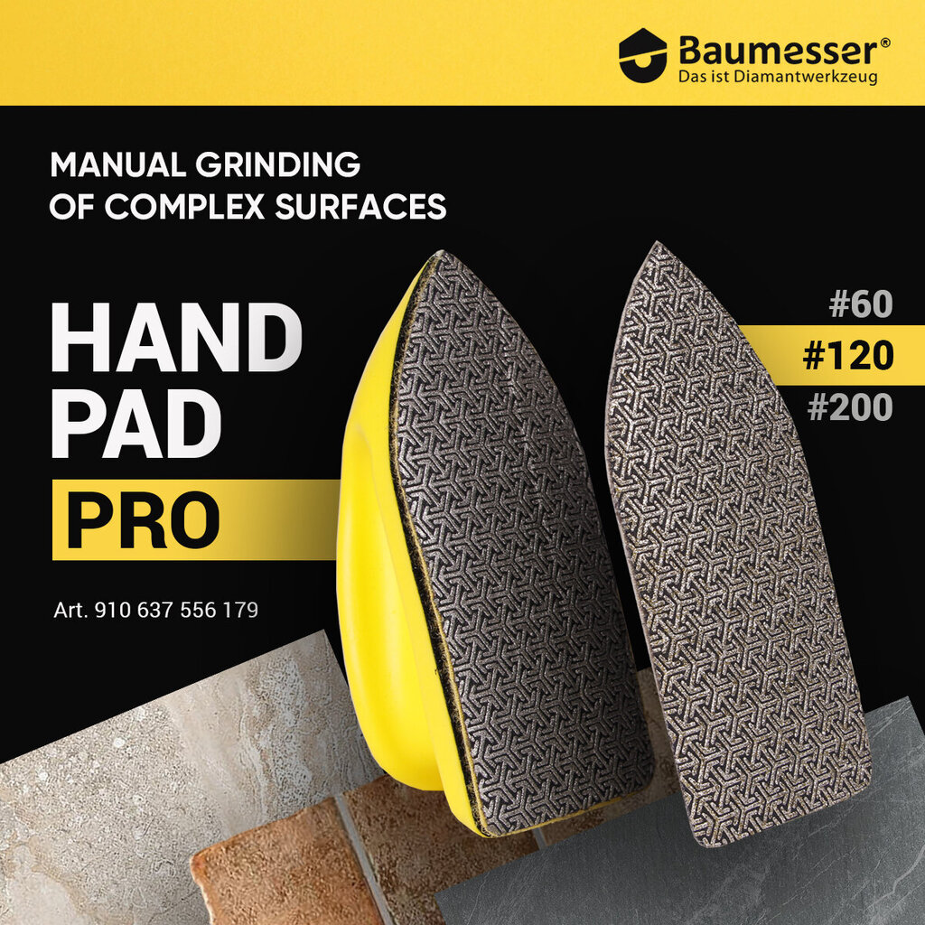 Deimantinė kempinėlė plytelėms Hand Pad Pro #120 цена и информация | Mechaniniai įrankiai | pigu.lt
