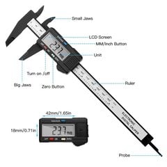 Skaitmeninis slankmatis, 150mm kaina ir informacija | Mechaniniai įrankiai | pigu.lt