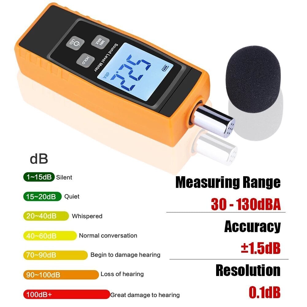 Garso ir triukšmo lygio matuoklis kaina ir informacija | Drėgmės, temperatūros, pH, ORP matuokliai | pigu.lt