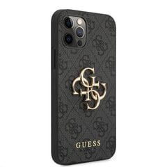 GUHCP12L4GMGGR Guess PU 4G Metal Logo Case, skirtas iPhone 12 Pro Max Grey kaina ir informacija | Telefono dėklai | pigu.lt