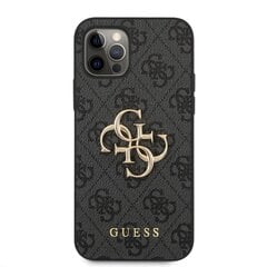 GUHCP12L4GMGGR Guess PU 4G Metal Logo Case, skirtas iPhone 12 Pro Max Grey kaina ir informacija | Telefono dėklai | pigu.lt