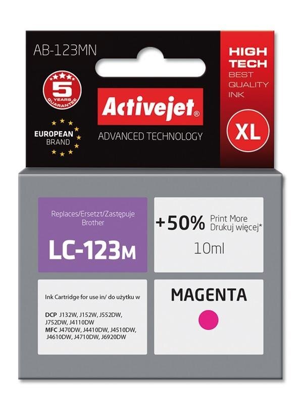 ActiveJet, Brother LC123M, Magenta kaina ir informacija | Kasetės lazeriniams spausdintuvams | pigu.lt