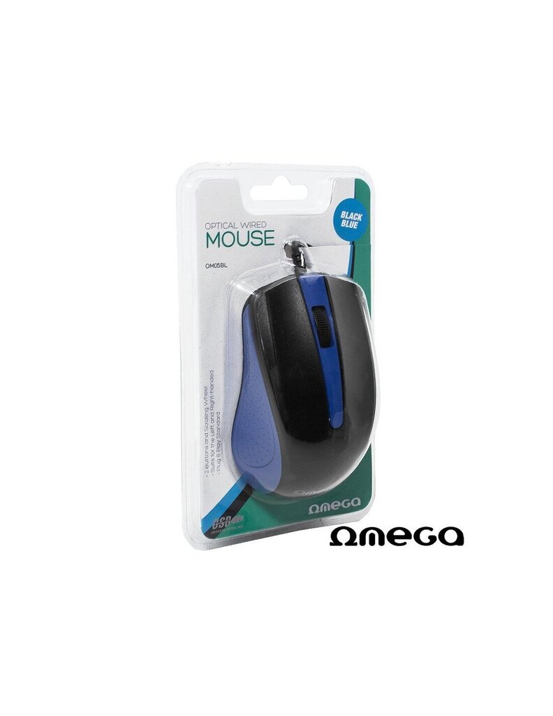 Omega OM-05BL, juoda/mėlyna kaina ir informacija | Pelės | pigu.lt