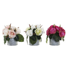 Dekoratyvinis augalas DKD Home Decor Balta Rožinė Plastmasinis Audinys Fuksija, 3 vnt. kaina ir informacija | Dirbtinės gėlės | pigu.lt
