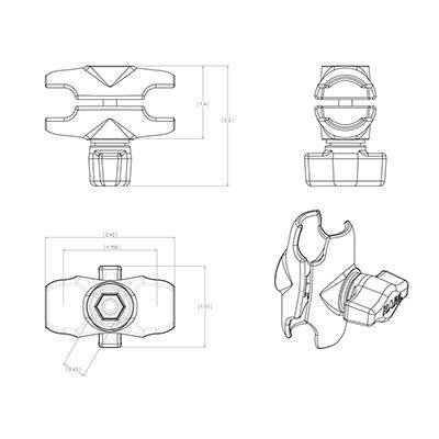 RAM Mount rankena RAM-B-201U-A kaina ir informacija | Telefono laikikliai | pigu.lt