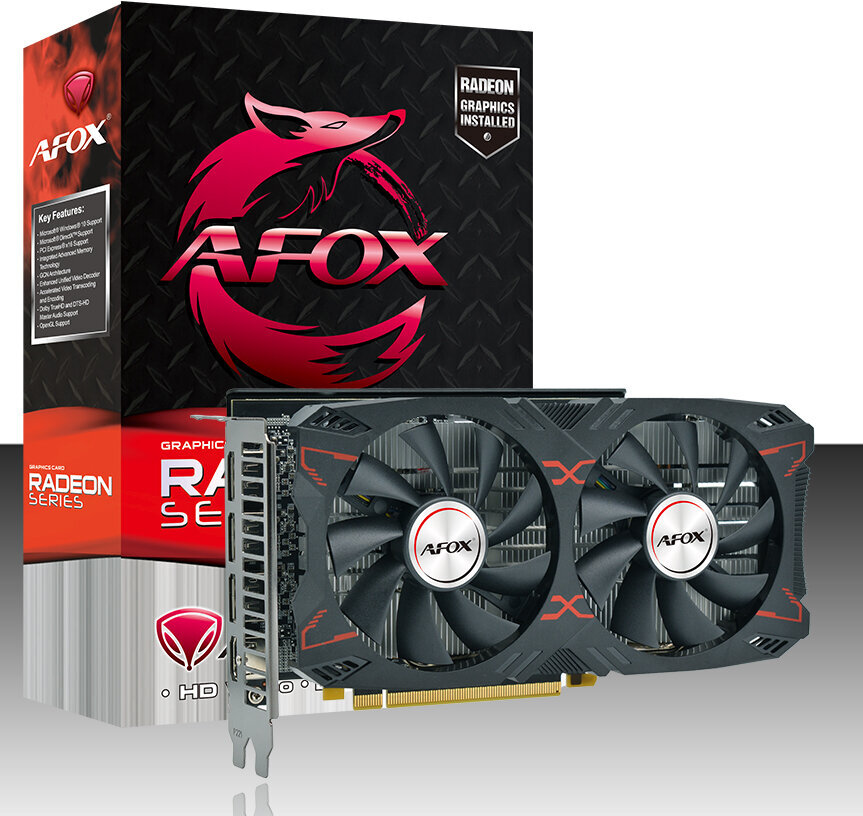 Vaizdo plokštė AFOX Radeon RX 5500XT 8GB GDDR6 128BIT HDMI 3xDP ATX DUAL FAN AFRX5500XT-8GD6H7 kaina ir informacija | Vaizdo plokštės (GPU) | pigu.lt