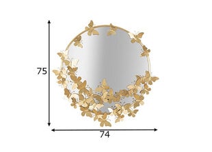 Sieninis veidrodis Glam, auksinis 75x74 cm kaina ir informacija | Veidrodžiai | pigu.lt