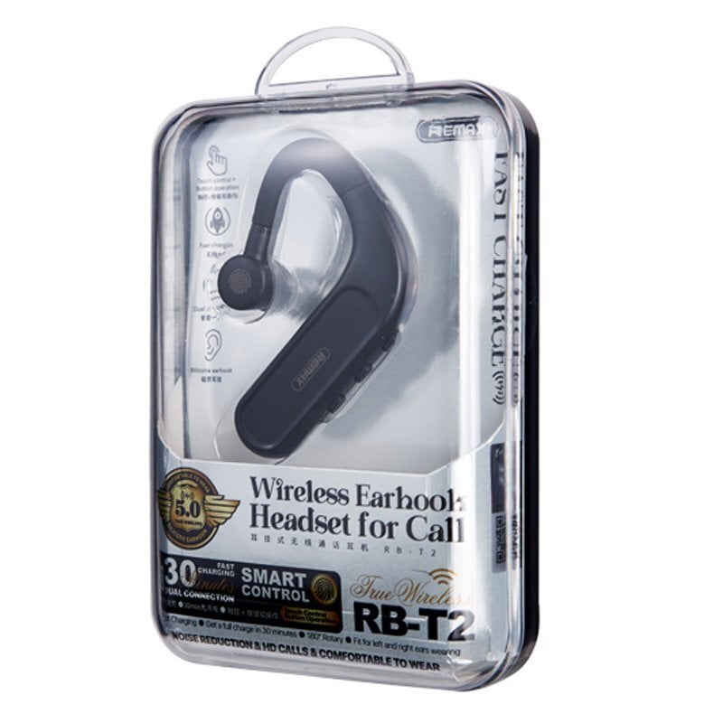 Remax RB-T2 Bluetooth 5.0 Headset Wireless In-ear Headphone black kaina ir informacija | Laisvų rankų įranga | pigu.lt