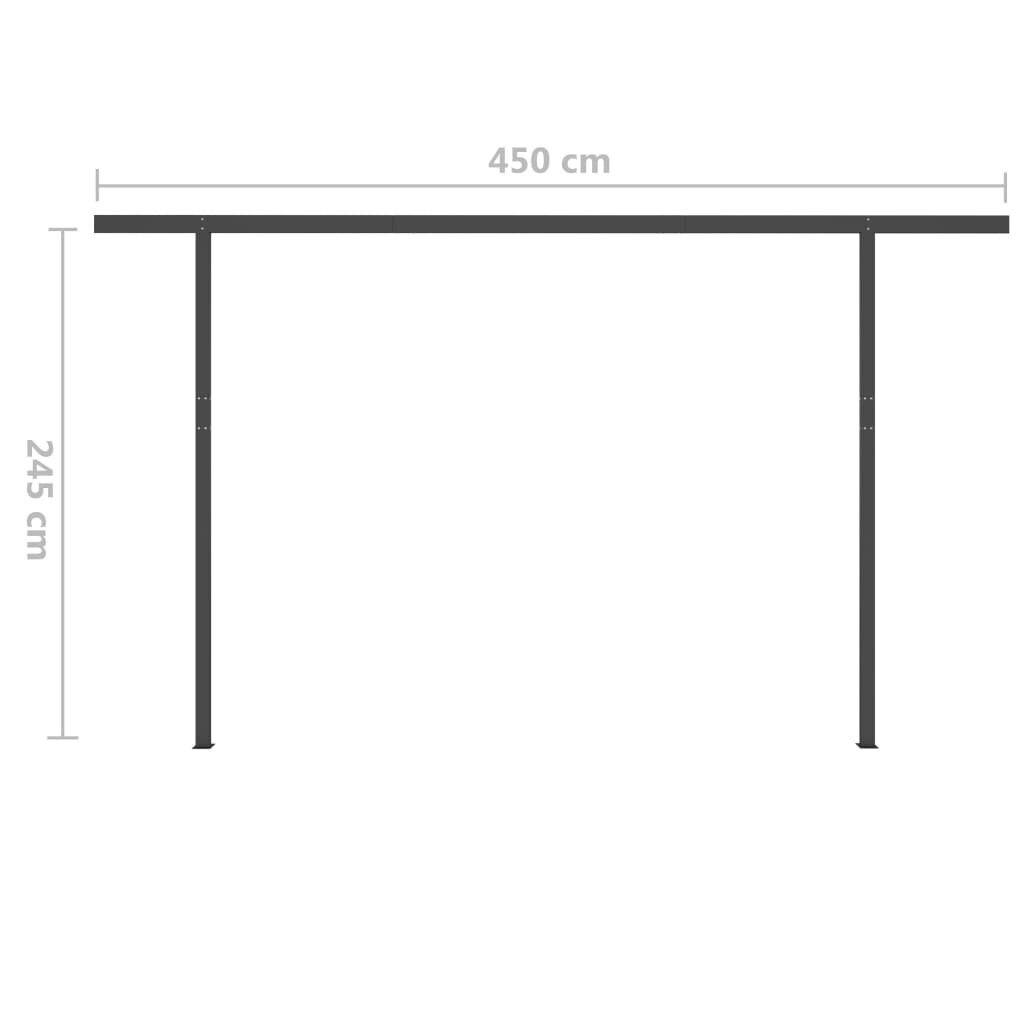 vidaXL Rankiniu būdu ištraukiama markizė su LED, geltona/balta, 5x3m kaina ir informacija | Skėčiai, markizės, stovai | pigu.lt