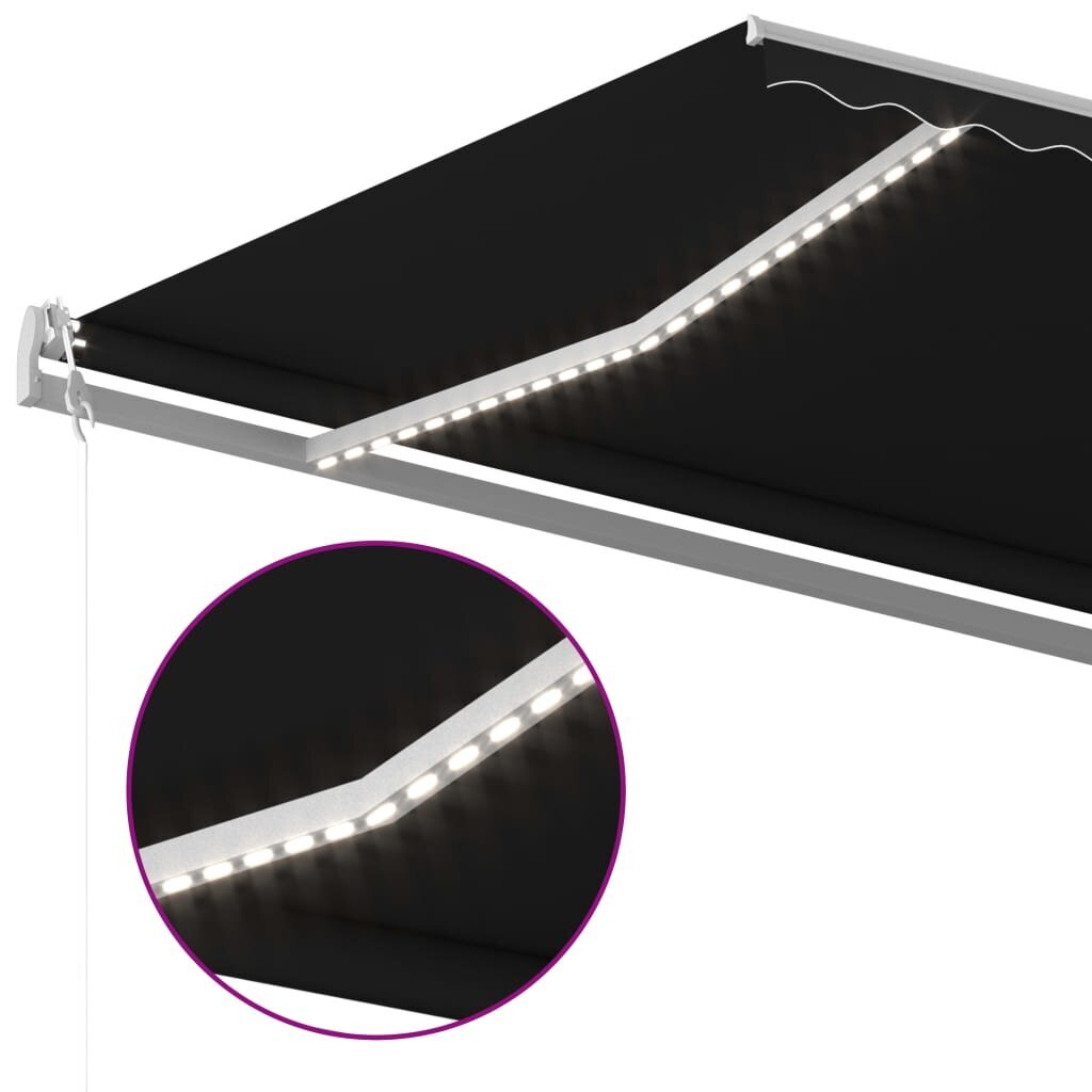 vidaXL Rankiniu būdu ištraukiama markizė su LED, antracito, 5x3,5m kaina ir informacija | Skėčiai, markizės, stovai | pigu.lt