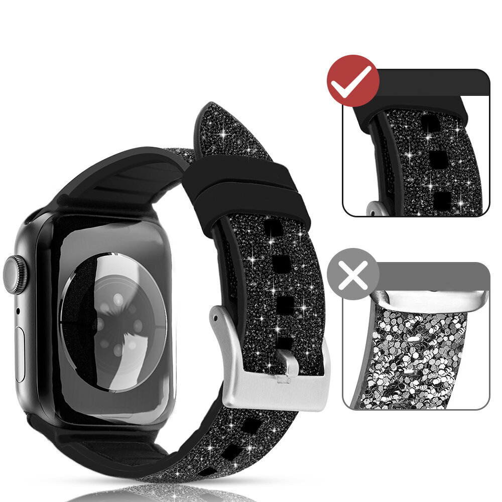 Kingxbar Crystal Fabric Band Black цена и информация | Išmaniųjų laikrodžių ir apyrankių priedai | pigu.lt