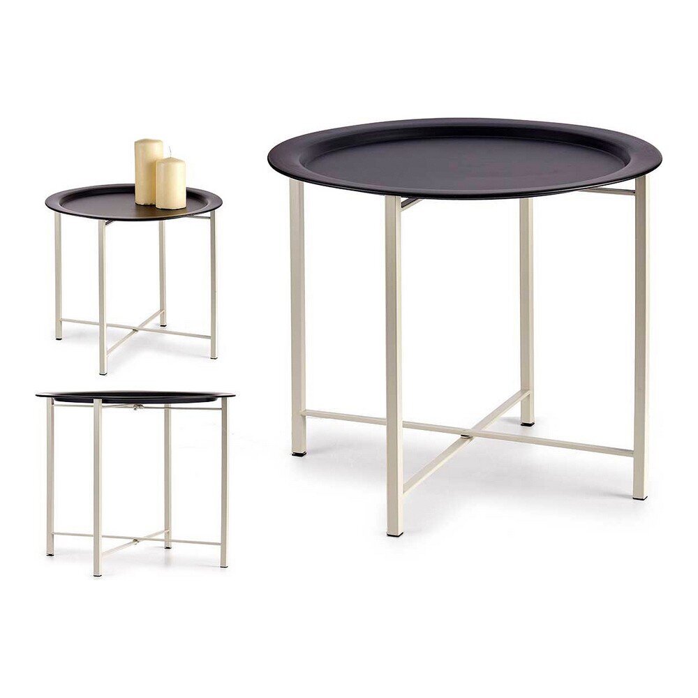 Šoninis stalas, Metalas, (52 x 44 x 52 cm), juoda/balta kaina ir informacija | Kavos staliukai | pigu.lt