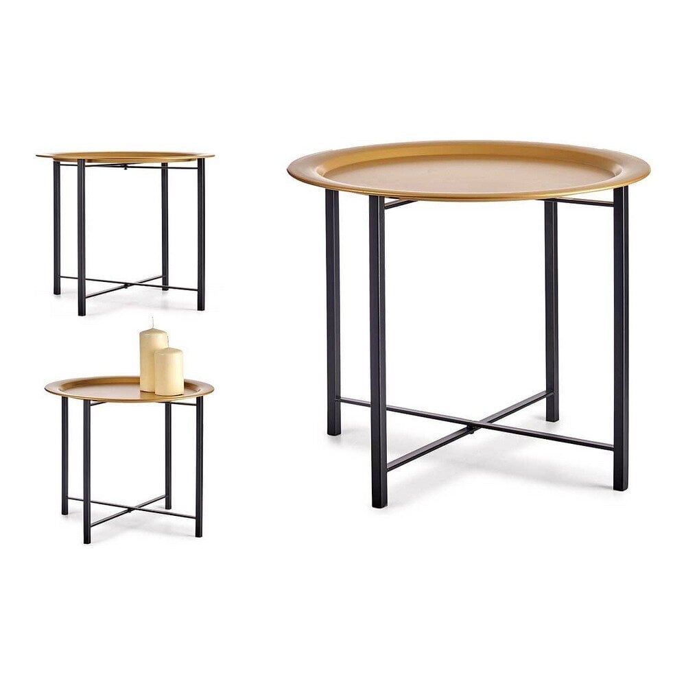 Šoninis stalas, Metalas, (52,5 x 44 x 52,5 cm), auksinė/juoda kaina ir informacija | Kavos staliukai | pigu.lt