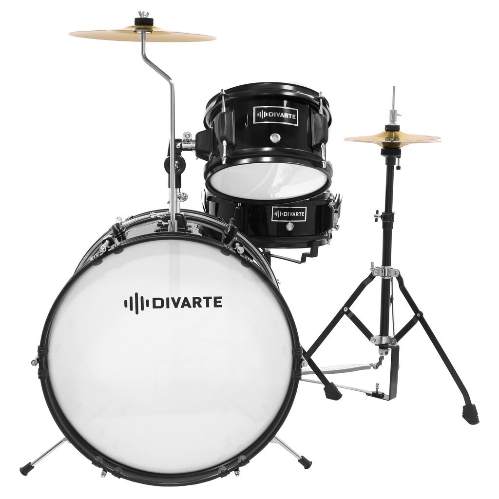 3 dalių vaikiškų būgnų komplektas Divarte Juinior DrumSet BK kaina ir informacija | Mušamieji instrumentai | pigu.lt