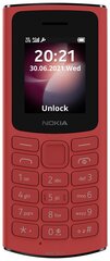 Nokia 105 4G Dual SIM Red kaina ir informacija | Mobilieji telefonai | pigu.lt