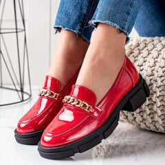 Красные лоферы на грубой подошве цена и информация | Женские туфли | pigu.lt