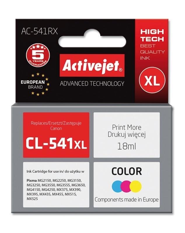 Activejet AC-541RX (Canon CL-541XL), spalvota цена и информация | Kasetės rašaliniams spausdintuvams | pigu.lt
