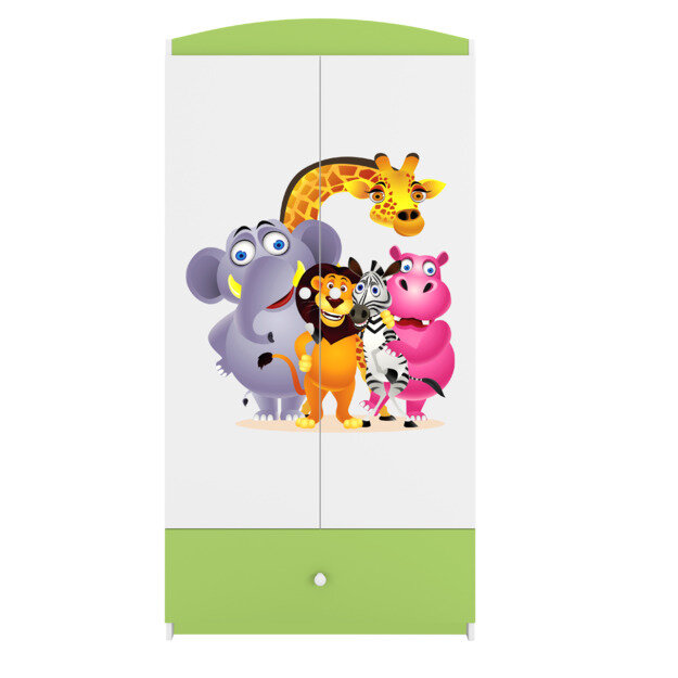 Drabužių spinta Babydreams - Zoo, geltona kaina ir informacija | Vaikiškos spintos | pigu.lt