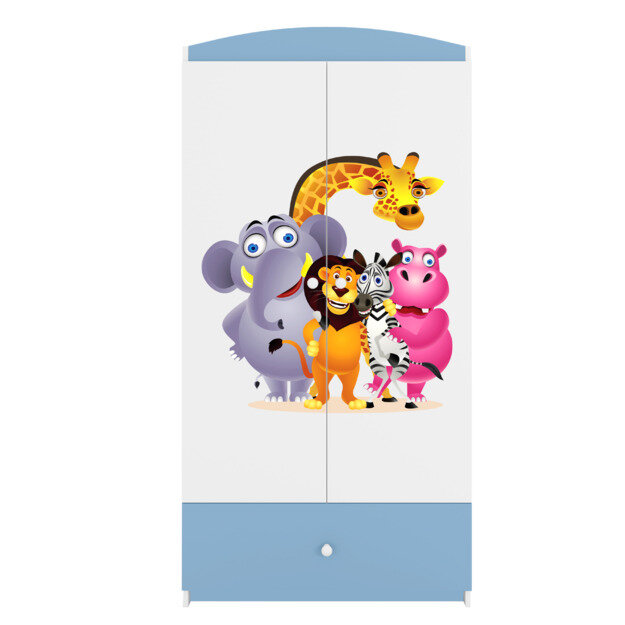 Drabužių spinta Babydreams - Zoo, mėlyna kaina ir informacija | Vaikiškos spintos | pigu.lt