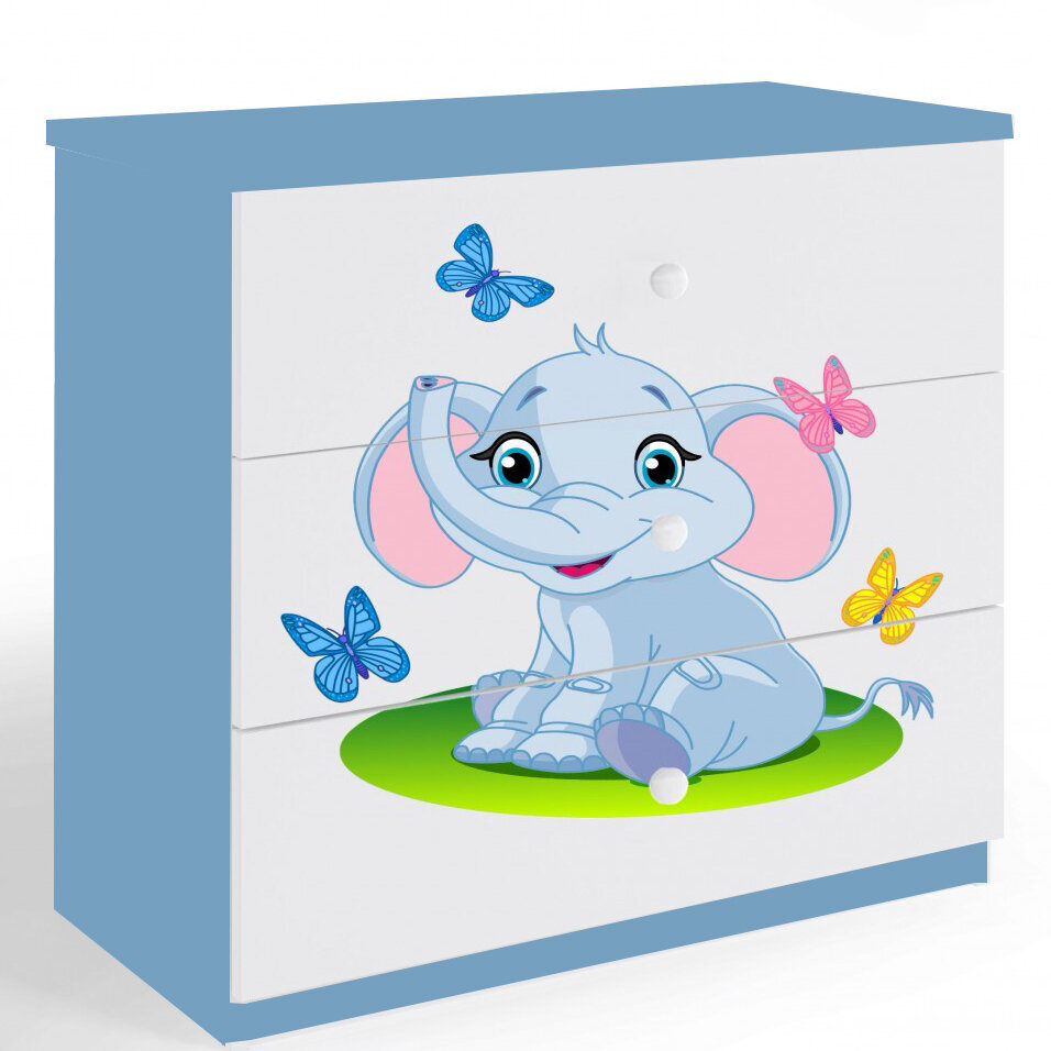 Komoda Babydreams - Mažasis drambliukas, mėlyna kaina ir informacija | Komodos | pigu.lt