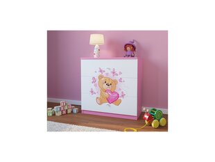 Комод Babydreams - Мишка с бабочками, розовый цена и информация | Комоды | pigu.lt