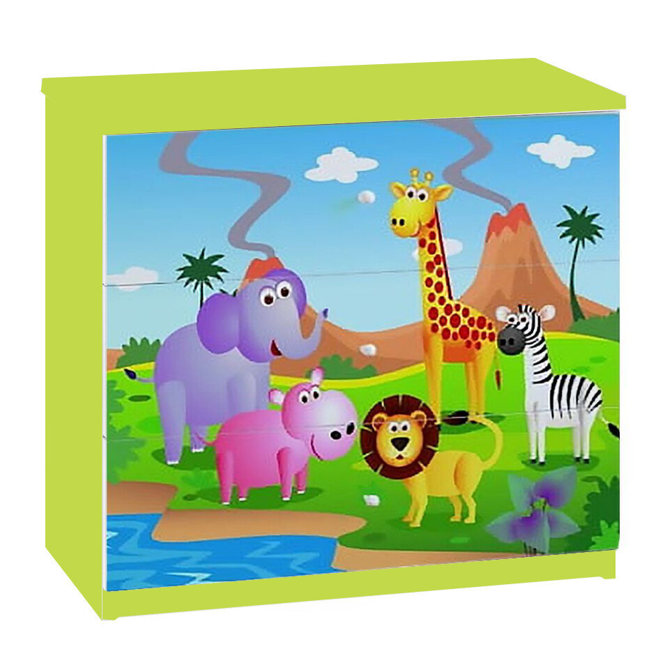 Komoda Babydreams - Safari, geltona цена и информация | Komodos | pigu.lt