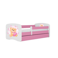 Кровать Babydreams, розовая, 140x70 см, с выдвижным ящиком цена и информация | Кровати | pigu.lt