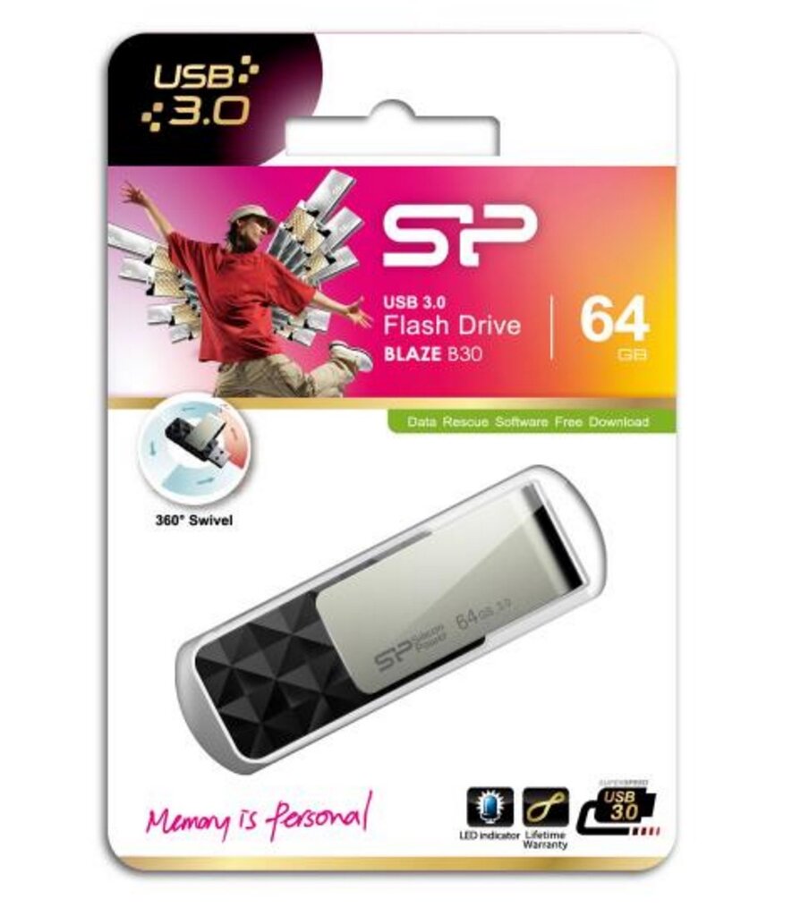 Silicon Power Blaze 64 GB USB 3.0 kaina ir informacija | USB laikmenos | pigu.lt