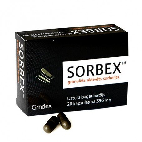 Maisto papildas Sorbex® granuliuota aktyvinta anglis, 20 kapsulių kaina |  pigu.lt