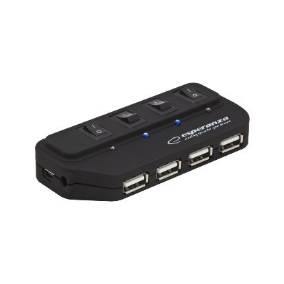 USB šakotuvas Esperanza EA127 USB2.0, 4 lizdų, juodas kaina ir informacija | Adapteriai, USB šakotuvai | pigu.lt