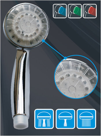 Dušo galva su 3 LED lemputėmis FX3729 MAGMA CHROMAS цена и информация | Maišytuvų ir dušų priedai | pigu.lt