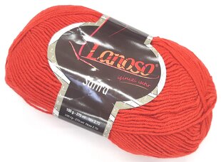 Mezgimo siūlai Lanoso Safira 100g; spalva raudona 5 kaina ir informacija | Mezgimui | pigu.lt