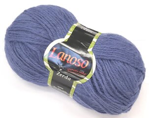 Нитки для вязания Lanoso Zerda 100г; цвет синий 993M цена и информация | Принадлежности для вязания | pigu.lt