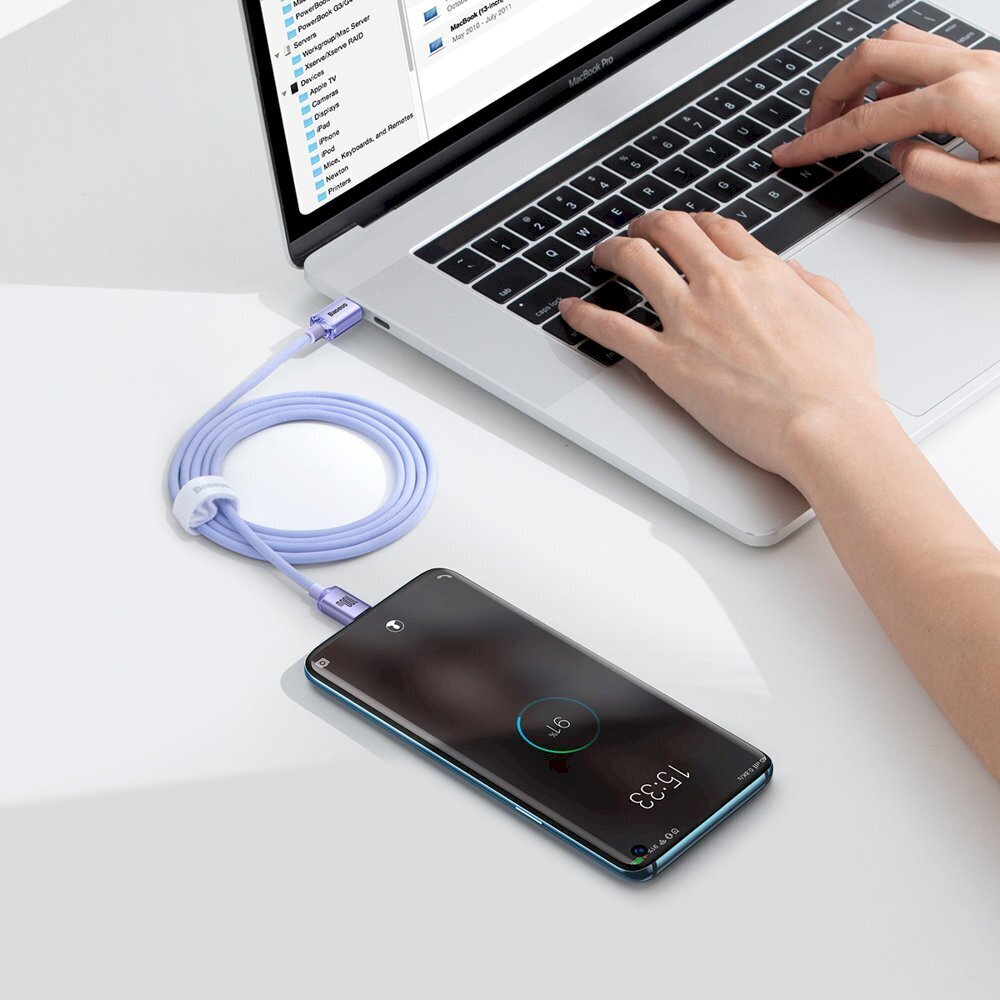 Baseus Crystal Shine Series cable USB cable for fast charging and data  transfer USB Type C - USB Type C 100W 1.2m purple (CAJY000605) цена |  pigu.lt