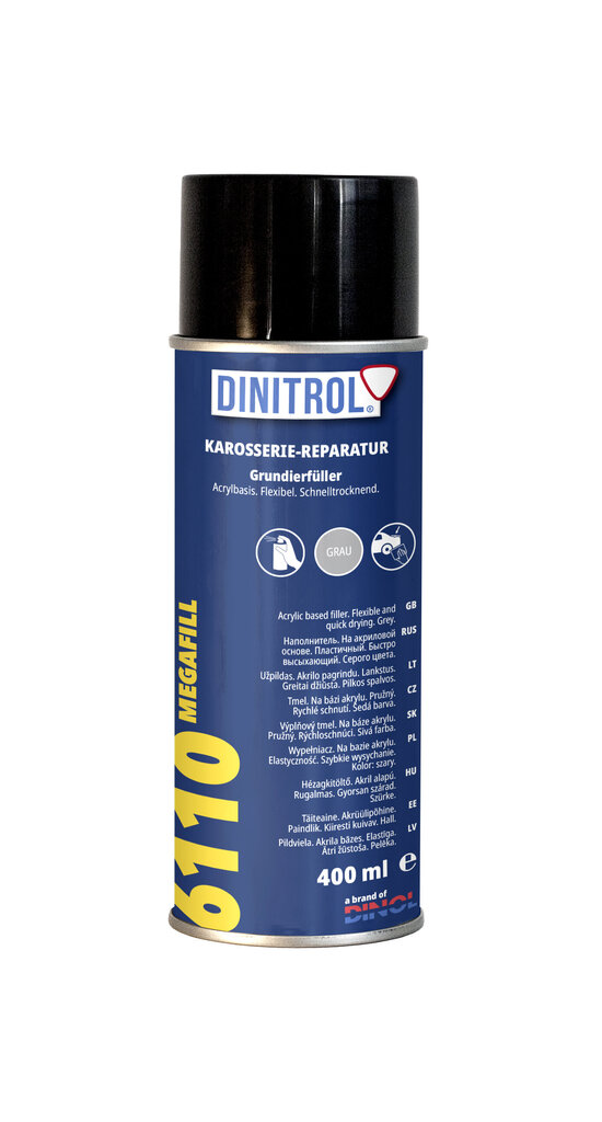 Purškiamas glaistas akrilinis Dinitrol 6110 Megafill, 400 ml kaina ir informacija | Autochemija | pigu.lt